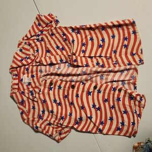 Cat & Jack 5t red, white, and blue button up short sleeve shirt